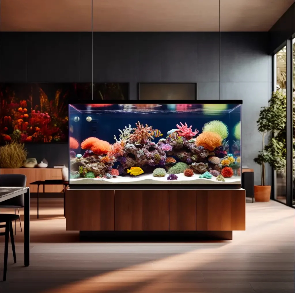 un aquarium dans une pièce