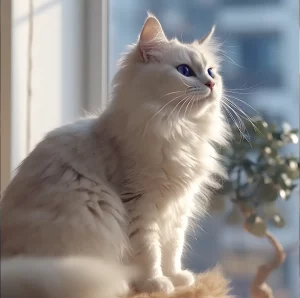 un chat assis sur un rebord de fenêtre