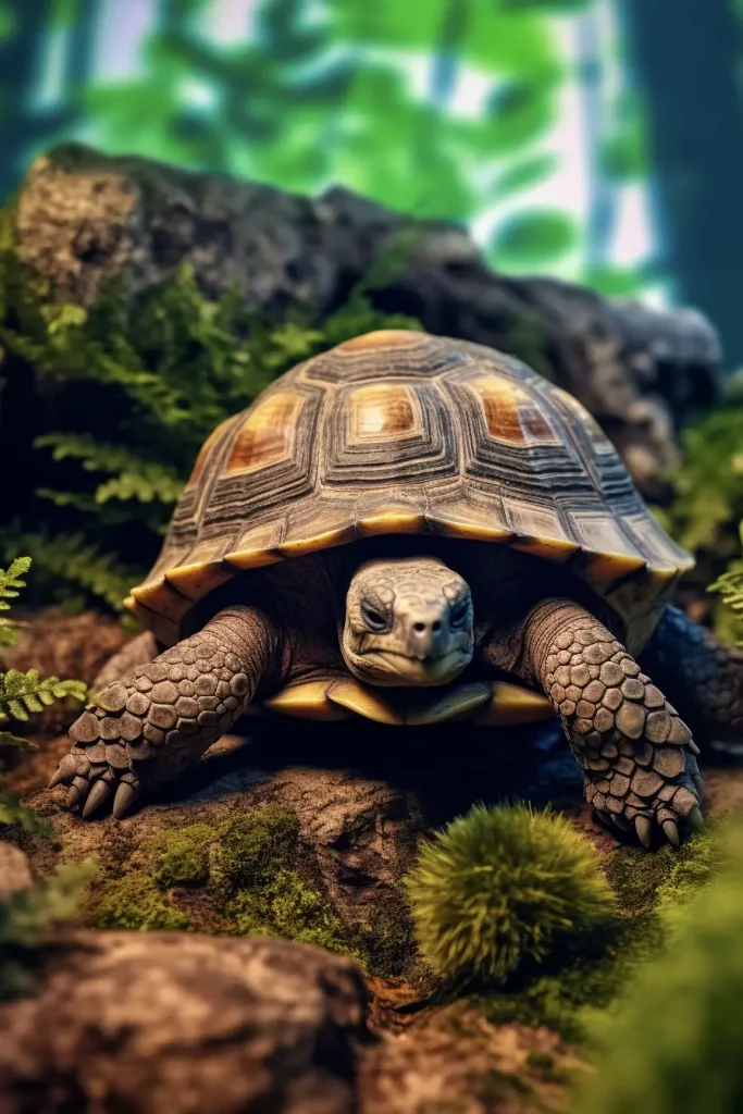 une tortue sur un rocher